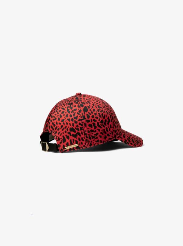 Damske Klobuky Michael Kors Animal Print Organic Stretch Cotton Baseball Červené - Doplnky Michael Kors Nejlevnejsi | HOPCK-5467